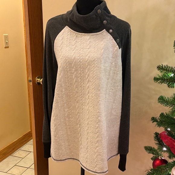 Maurices Sweaters - Maurices Gray and Cream Cowl Neck Sweater